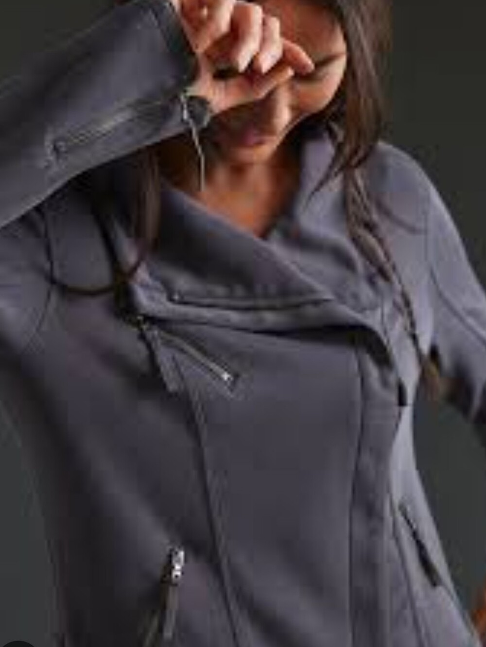 Anthropologie Marrakech SUPER SOFT MODAL BLEND Gray Knit Moto Jacket - LARGE